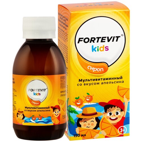 Витамины для детей от 3 лет Fortevit Kids детские мультивитамины - минеральный комплекс для иммунитета, памяти, сироп со вкусом апельсина, 150 мл фото