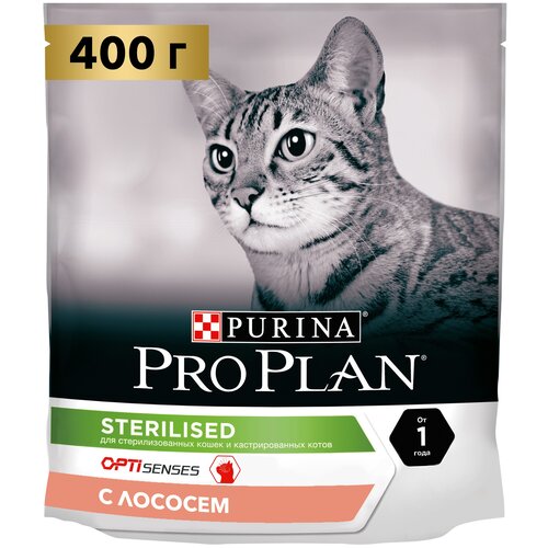 Сухой корм для кошек Pro Plan Sterilised для стерилизованных кошек с лососем 400 г фото