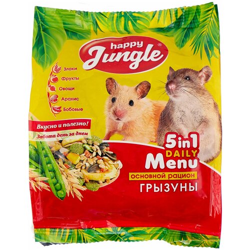 Корм для грызунов Happy Jungle 5 in 1 Daily Menu Основной рацион , 350 г фото