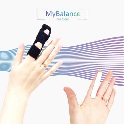 Ортез-фиксатор MyBalance для пальца руки с металлической пластиной, черный, размер S/M фото