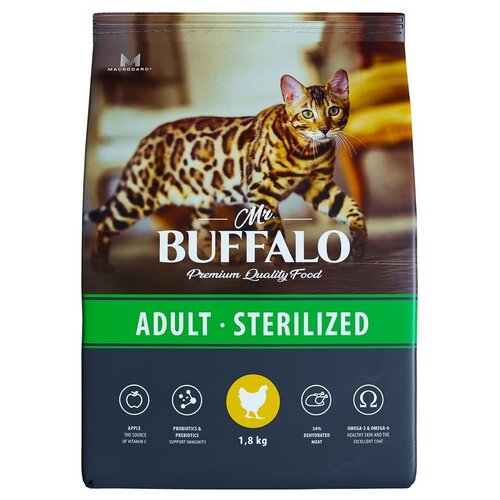 Сухой корм для кошек Mr.BUFFALO Sterilized с курицей 1800 г фото