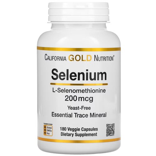 California Gold Nutrition, Selenium, селен, бездрожжевой, 200 мкг, 180 вегетарианских капсул фото