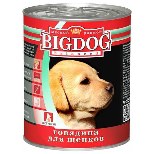 Влажный корм для щенков Зоогурман Big Dog, говядина 1 уп. х 1 шт. х 850 г (для средних и крупных пород) фото