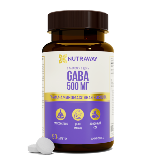 фото Биологически активная добавка к пище GABA /габа 500mg NUTRAWAY 90 таблеток, купить за 354 руб онлайн