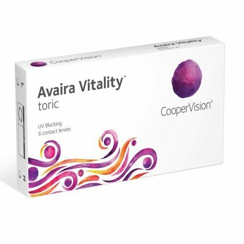 Контактные линзы CooperVision Avaira Vitality toric., 6 шт., R 8,5, D -6,5, CYL: -1,25, AХ: 20, бесцветный, 6 уп. фото