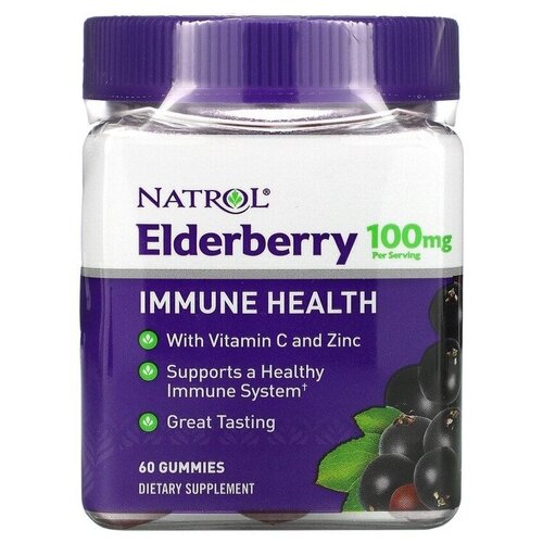 Natrol Elderberry 100 mg 60 gummies/ «Бузина 100 мг», 60 мармеладок фото