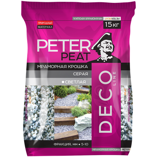 Мраморная крошка Peter Peat Deco Line фракция 5-10 мм светло-серый, 15 кг фото