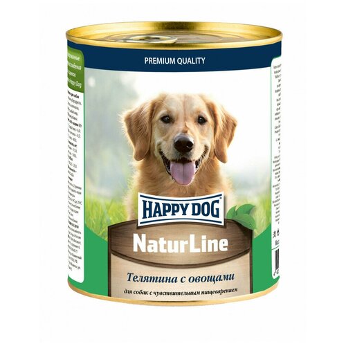 Влажный корм для собак Happy Dog NaturLine, телятина, с овощами 1 уп. х 6 шт. х 970 г фото