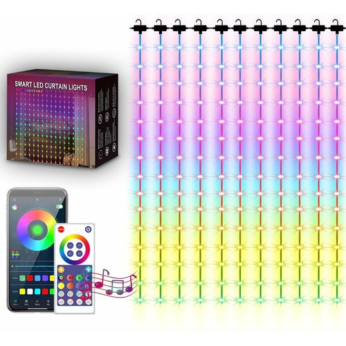 Гирлянда-штора Smart led curtain lights RGB 3 х 2 со светомузыкой фото