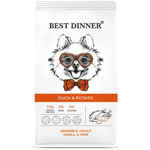 Корм Best Dinner Dog 1,5кг Duck&Potato Adult Mini (утка/картофель для собак мелких пород склонных к аллергии)75035 фото