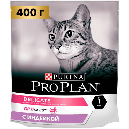 Сухой корм для кошек Pro Plan Delicate при чувствительном пищеварении с индейкой 400 г фото