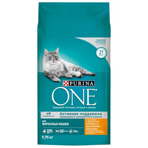 Сухой корм Purina ONE для взрослых кошек с курицей, 9.75 кг фото