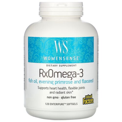 Natural Factors, WomenSense, RxOmega-3, 120 мягких таблеток Enteripure фото