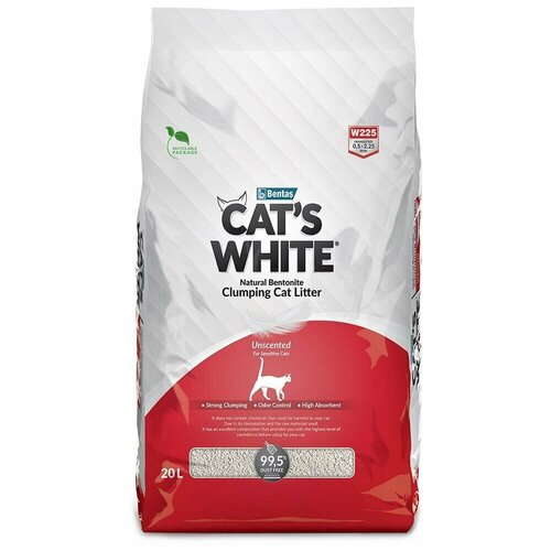 Комкующийся наполнитель для туалета кошек Cat's White Natural 20 л./17,1 кг. (натуральный) фото