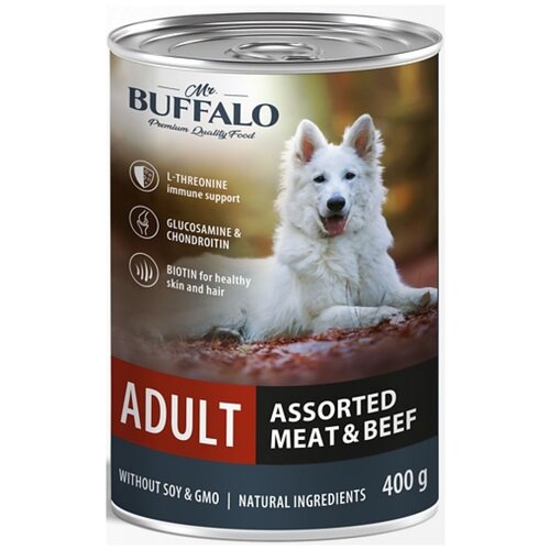 Влажный корм для собак Mr.BUFFALO Adult мясное ассорти с говядиной 1 уп. х 1 шт. х 400 г фото