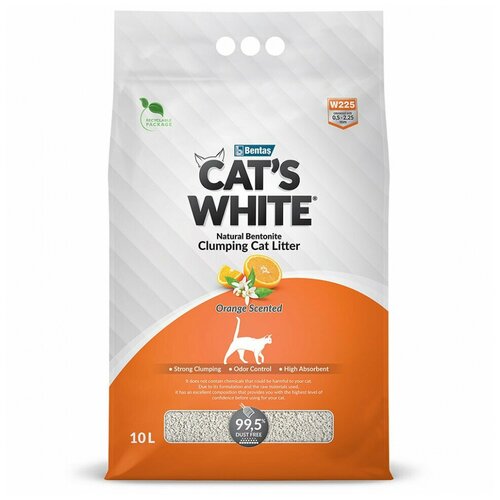 Наполнитель комкующийся Cat's White Orange с ароматом апельсина для кошачьего туалета (10л) фото