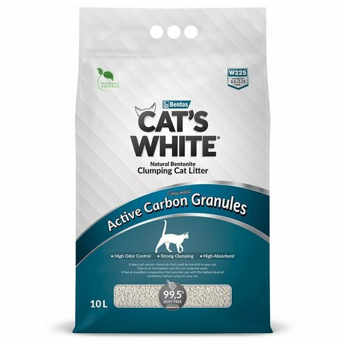 Cat's White Active Carbon Granules комкующийся наполнитель с гранулами активированного угля для кошачьего туалета (10л) Без характеристики фото