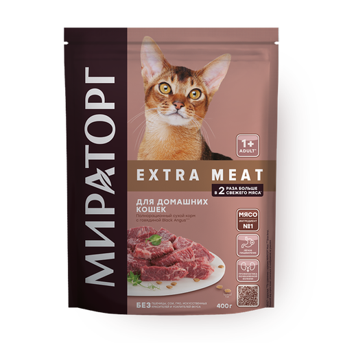 Сухой корм для кошек Мираторг Extra Meat с говядиной Black Angus для домашних кошек 400 г фото