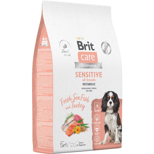 Сухой корм для собак всех пород Brit Care Dog Adult Sensitive Metabolic​​​​​, улучшенный обмен веществ​, с морской рыбой и индейкой 12 кг фото