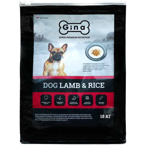 Корм для собак сухой Gina Dog Lamb & Rice ягненок, рис, 18 кг фото