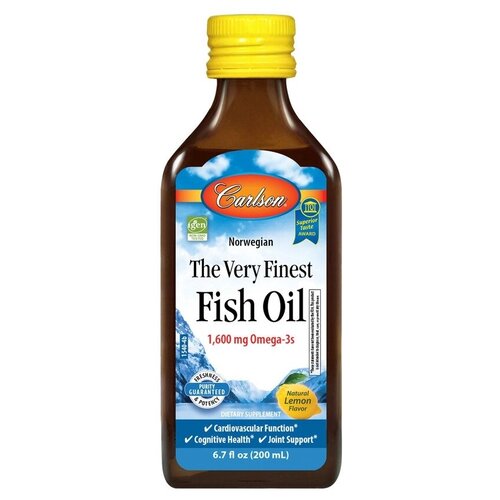 Carlson Labs Norwegian The Very Finest Fish Oil (норвежская серия самый лучший рыбий жир) с натуральным лимонным вкусом 1600 мг 200 мл фото