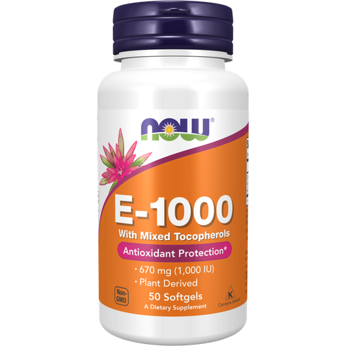 NOW E-1000 with Mixed Tocopherols 670 мг (1,000 МЕ) 50 капсул фото