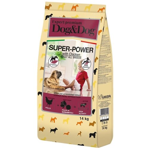 Корм Dog&Dog Expert Premium Super-Power для взрослых активных собак с курицей 14 кг фото