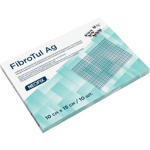 NEOFIX Повязка раневая Fibrotul Ag, 15х10 см, 10 шт. фото