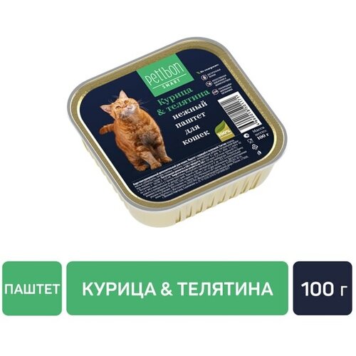 Влажный корм для кошек Petibon Smart, беззерновой, с курицей, с телятиной 100 г (суфле) фото