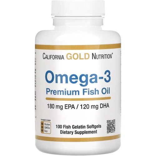 California Gold Nutrition Omega-3 Premium Fish Oil капс., 180 г, 100 шт. фото